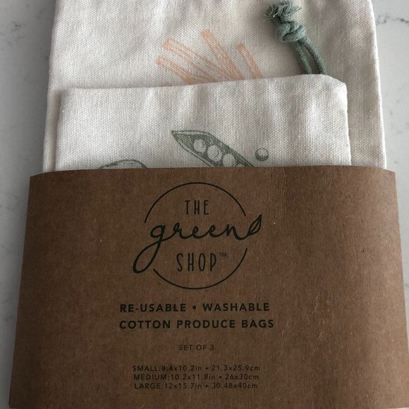 The Green Shop Set of 3 Re-usable Washable Poly/Cotton Produce Bags Size OS NWT - Picture 2 of 7